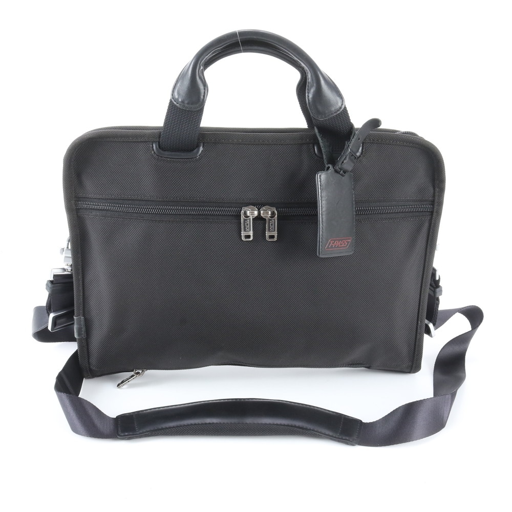 極美品 トレーサータグ付 26101D4 レザー×ナイロン 2WAY ビジネス バッグ 斜め掛け 書類鞄 ブリーフケース トート 通勤 ショルダー メッセンジャー ブラック 黒 A4 メンズ WWM