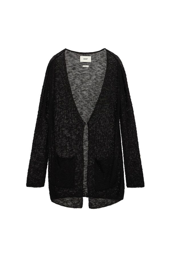 【DEINET】 ONE BUTTON KNIT LONG CARDIGAN : BLACK