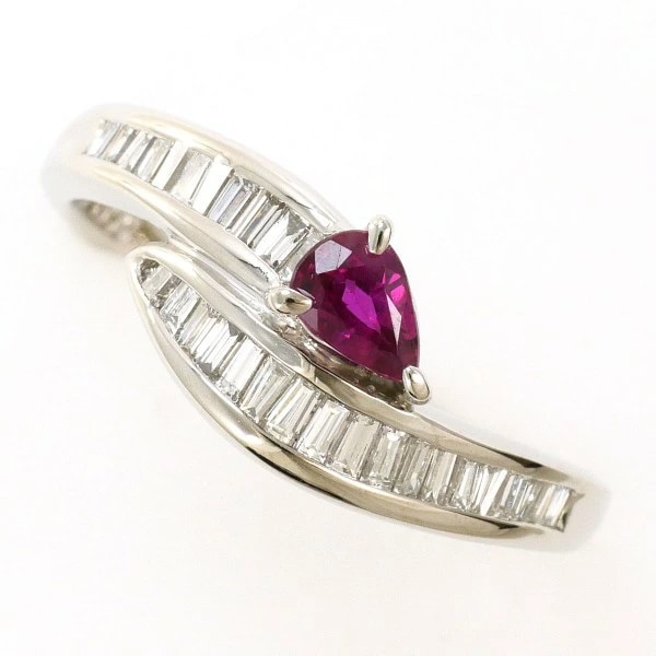 PT900 プラチナ リング 14.5号 ルビー 0.340 ダイヤ 0.34 ジュエリー 中古