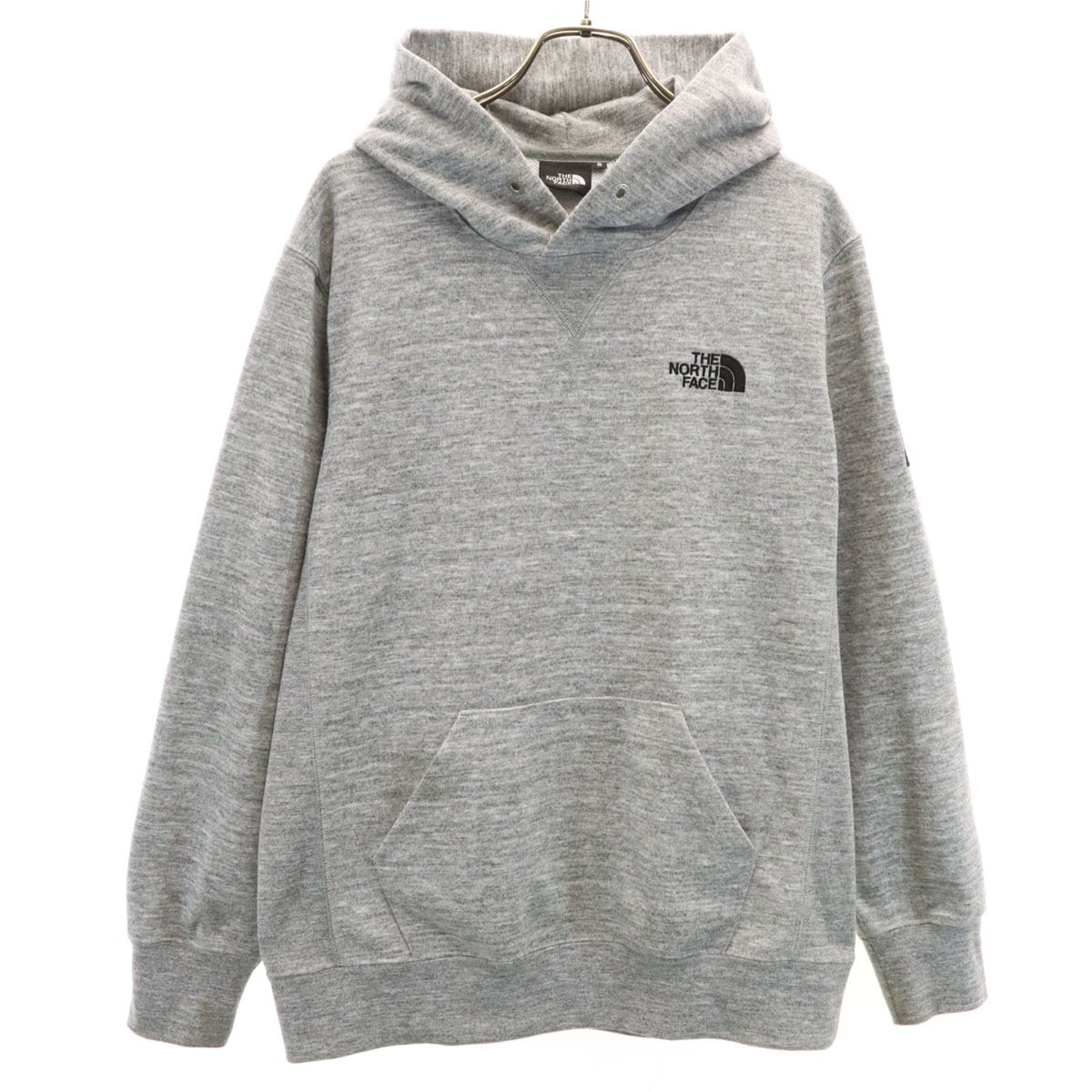 スクエアロゴ 長袖 スウェットパーカー S グレー アウトドア NT12141 メンズ 古着