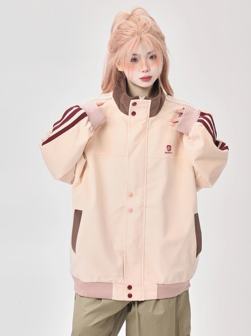2025 春夏 韓国 かわいい レディース ハイネックスタンドネックアウターブルー ブラックブルゾンお出かけ長袖セクシーシルエットトップスサイド冬カジュアルファッション系サイズお出かけフル丈トラック