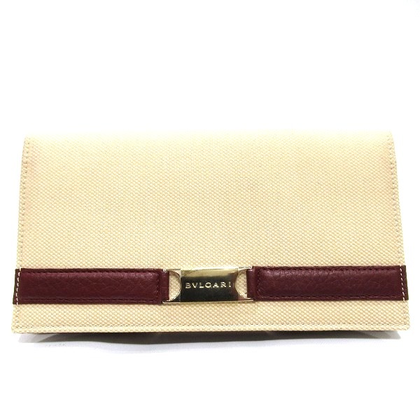 ブルガリ BVLGARI キャンバス ベージュ 財布 長財布 札入れ レディース 【中古】