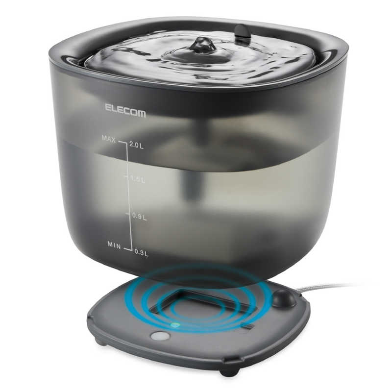 エレコム　ELECOM　水飲み器 自動 給水器 湧水タイプ 給水停止お知らせランプ ブラック　PET-WD02BK