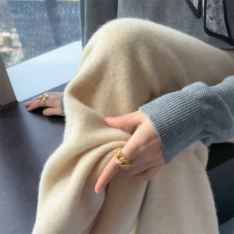 100%オーストラリア産ピュアウールのレディースワイドレッグパンツ秋冬エクストラロングストレートレッグドレープカシミアニットのカジュアルなフロアレングスパンツ