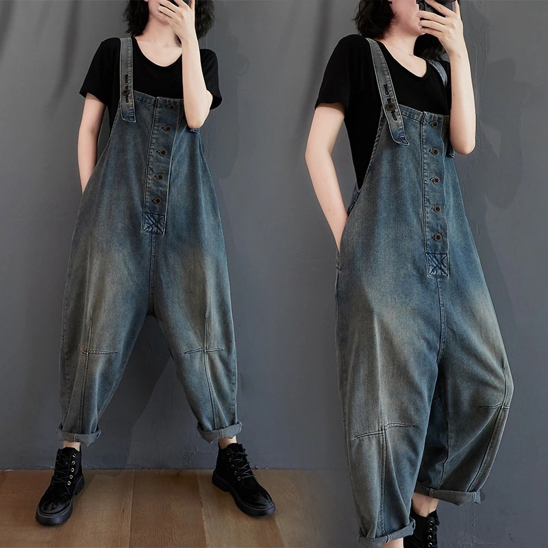 「ファットガール」 秋 デニム今週の割引は 25% オフですサロペット ワイドパンツ オールインワン 大きいサイズ 体型カバー レディース サロペット メガ割