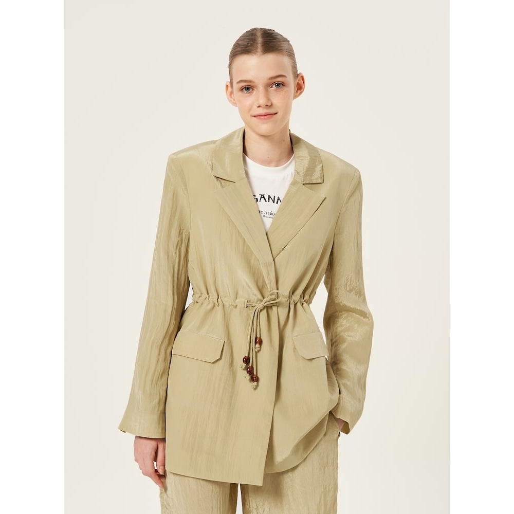 GANNI シャイニーテックブレザー-リークグリーン FW23/QN3711R08G