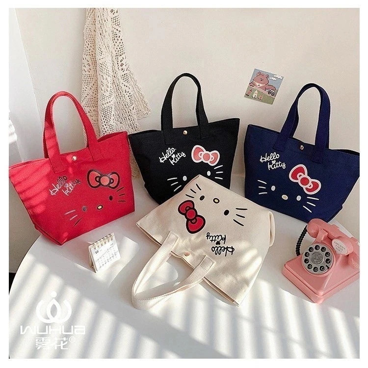 サンリオ新しいキャンバスポータブル化粧品バッグママバッグランチボックスバッグ化粧品バッグ小さなトートバッグアルミ