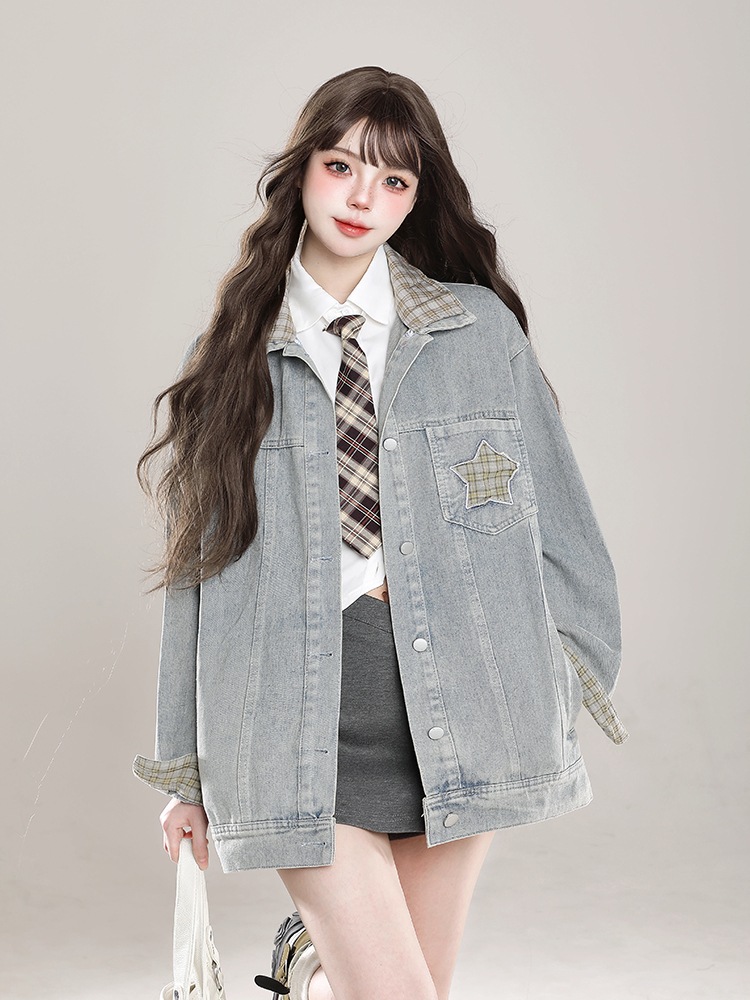 2025秋冬 デニムジャケット 羽織り 春服 カジュアル デニム 韓国系 スポーティー トレンド可愛い レディース ファッション 大人っぽ加工ショートアウター かっこいい