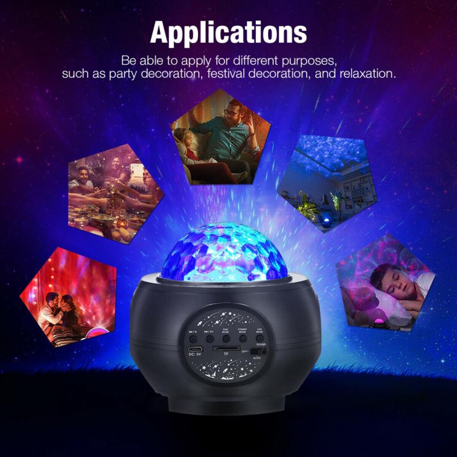 Ledスタープロジェクター夜の光.銀河プロジェクターbluetoothスピーカー星空オーシャン波ライトランプクリスマス誕生日パーティーステージ寝室の
