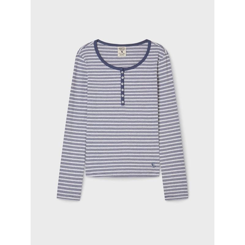 女性リブ編みヘンリーネック長袖Tシャツ WHLAG2322F_s