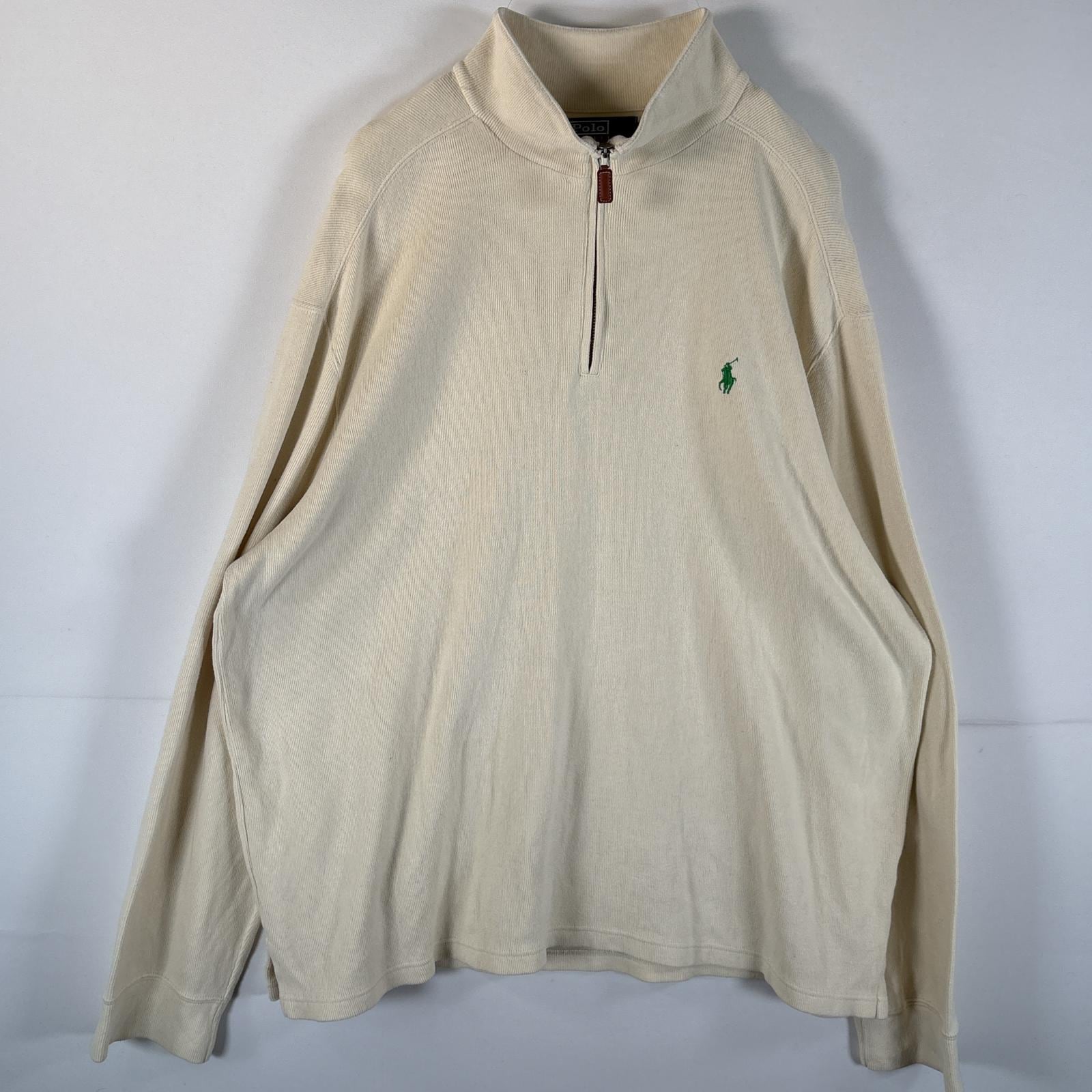 古着 90s/90年代 ポロバイラルフローレン Polo by Ralph Lauren スウェット ハーフジップ ニット 大きいサイズ XXL ベージュ系 メンズ