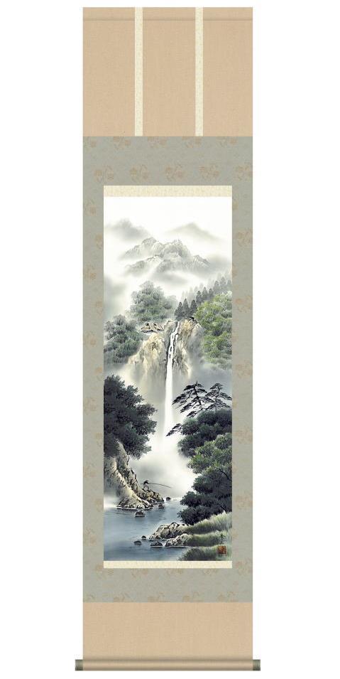 開運掛軸　幽山渓谷 鈴村秀山 筆 掛け軸 開運 渓谷 滝 渓谷美 金運財運 上昇 祈願開運掛軸