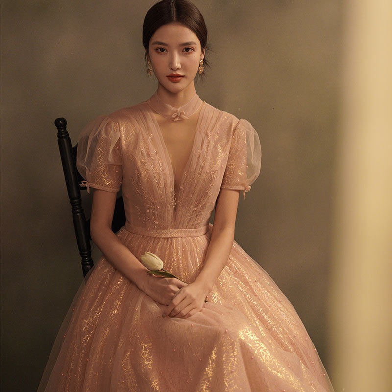 8034カラードレス　ロングドレス　ウェディング　結婚式二次会　発表会　披露宴　演奏会　大きいサイズ