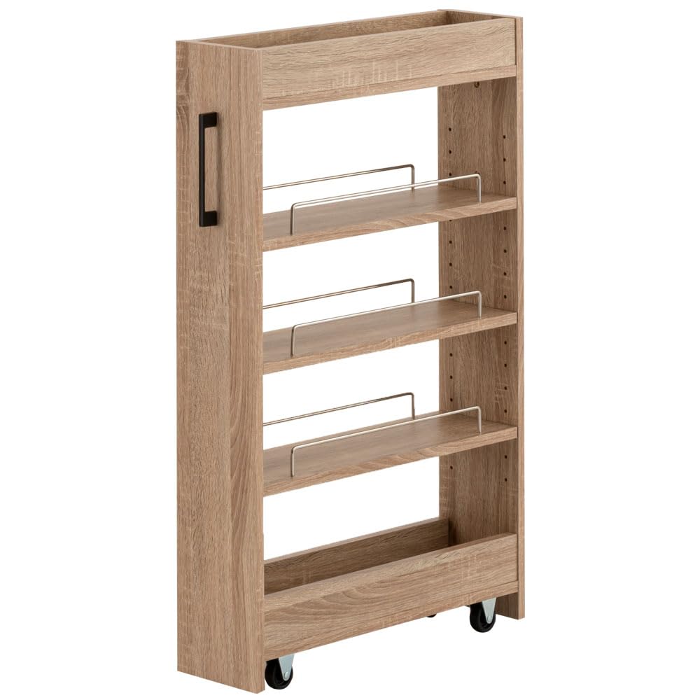 アイリスプラザ(IRIS PLAZA) 隙間収納ロータイプ ライトナチュラル 幅14cm FRM-003-IR