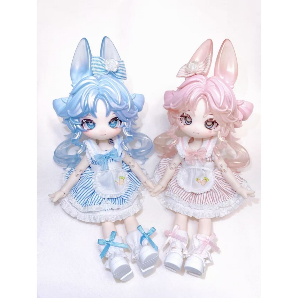 不可食用人偶 1周年 ダブルラビット ピーチウーロン＆シーソルトミルクティー 吊りカード 1/12 BJD 可動ドール 中国限定 ブラインドボックス 日本未発売 フィギュア