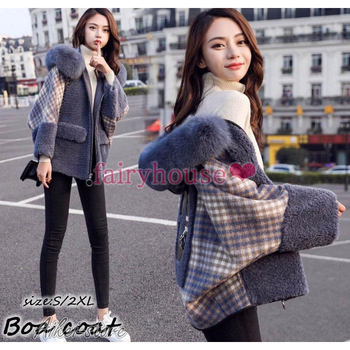 ファーコート エコボアコート レディース 冬 ボアジャケット エコ毛皮コート パーカー エコファーフード付き 暖かい 防寒着 オシャレゆったり 30代アウター