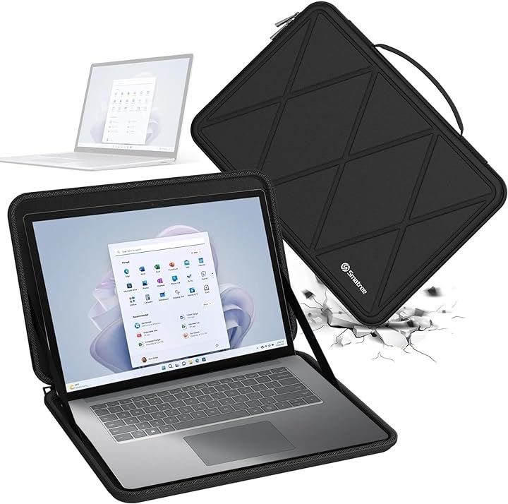 互換品 ハードEVA保護スリーブケース 13.5インチ Microsoft Surface Laptop 5 (Black, For Microsoft 13.5インチ（M52）)