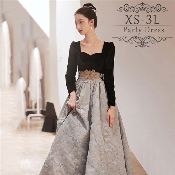 本日の限定商品 ママ 母親 ドレス 袖付き ワンピース 結婚式 お呼ばれ パーティードレス longdress 女性 個性的 上品 エレガント おしゃれ ウェディングドレス 二次会 花嫁 ブライズメイ
