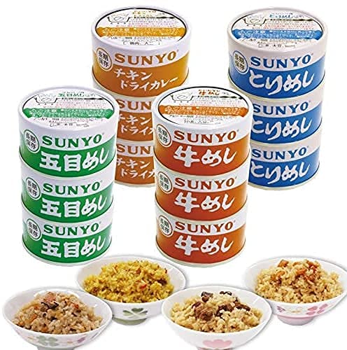 サンヨー堂 美味しい ごはん 缶詰 セット (12缶セット（牛めし/とりめし/五目めし/チキンドライカレー）)