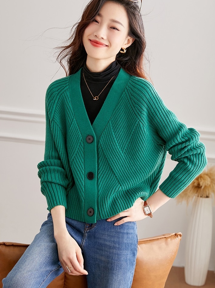 秋 緑 セーター コート 女性 春 秋 アウターウェア ショール ショート セクション 冬 ニット カーディガン グリーン ピンク グレー フリーサイズ トップス 袖あり かわいい 大人可愛い