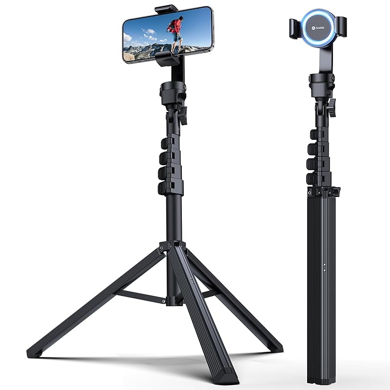 【2024初登場MagSafe対応】 Andobil 三脚 スマホ 自撮り棒 一体化 「MagStick」 置くだけ 磁気やクリップでスマホをしっかり固定 カメラ スマホスタンド 三脚 片手操作 1