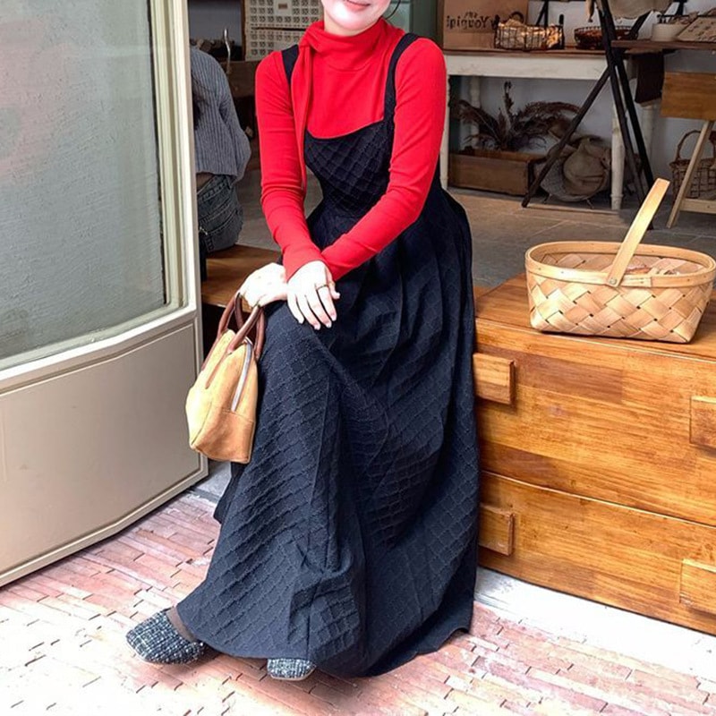 プラスサイズのレディースフレンチスタイルデザインツーピースセット春と秋長袖トップスエレガントでスリムに見えるドレス