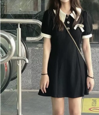 ポロシャツワンピース シャツワンピース 膝上 ミニ丈 袖あり 長袖 Vネック 襟付き ポロカラー Aライン 前開き レース 無地 かわいい きれいめ シンプル カジュアル 大人 上品 おしゃれ