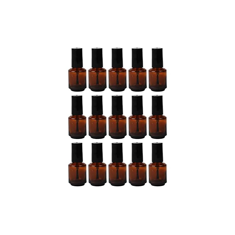 FRCOLOR マニキュアボトル マニキュア容器 7ml エナメルボトル ネイル容器 空ボトル ガラス製 刷毛付き 手作り化粧品 詰め替え容器 15本セット（茶色） 5,396円