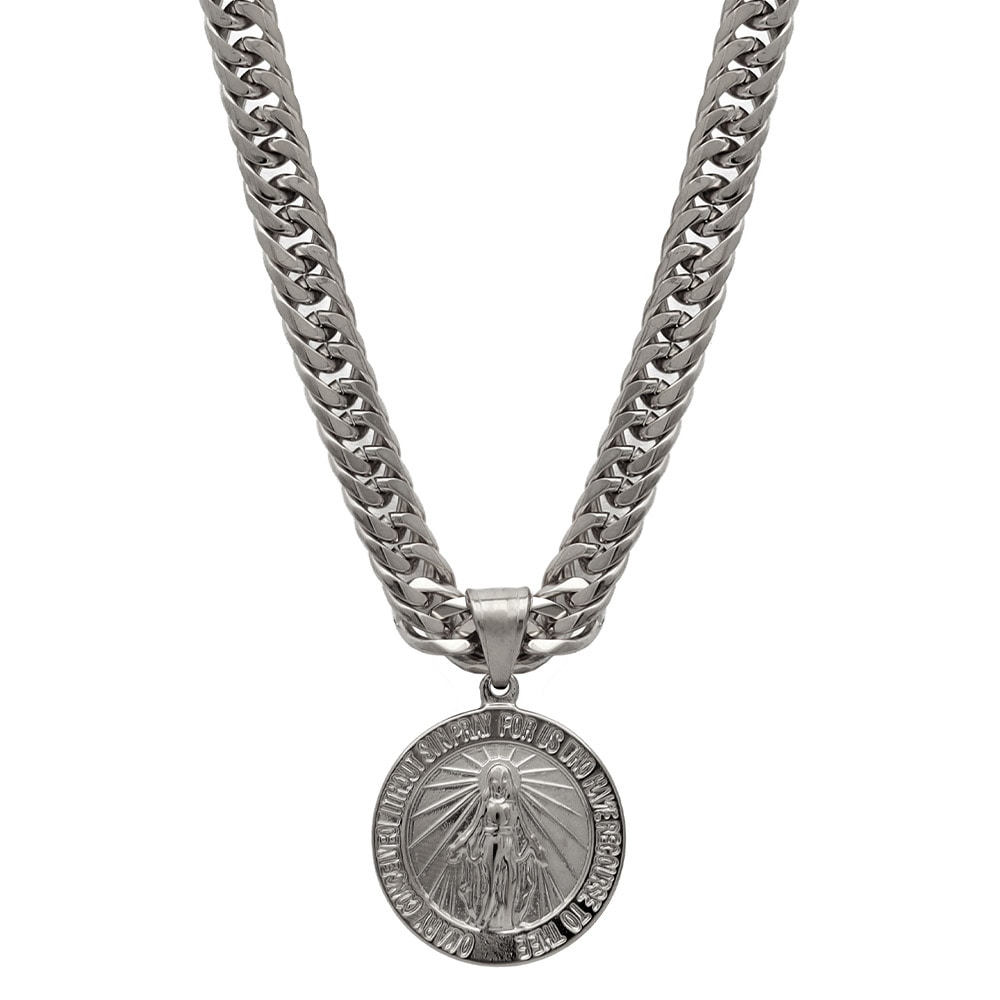 マリアコイン&ダブル喜平ネックレス [n536-silver]