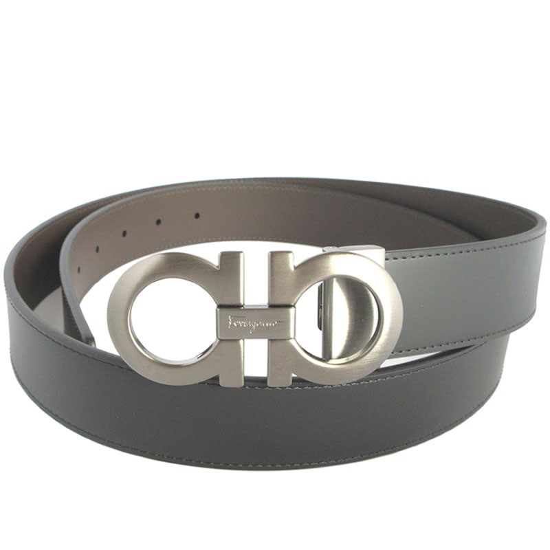 ベルト メンズ リバーシブル レザー ガンチーニ675542 0464231 【100】　ブラックヒッコリーブラウン