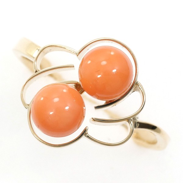 K10 YG リング 指輪 13号 サンゴ 総重量約2.5g ジュエリー 中古