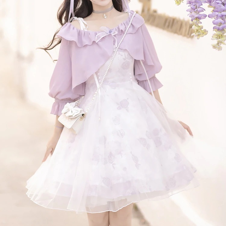 ロリータ コスプレ 春夏 チャイナドレス ワンピース 二点セット