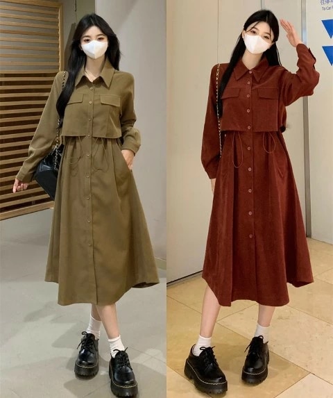 リピーター続出【大きいサイズL-4XL】ワンピース レッド/カーキ2色展開 【大きいサイズ レディース 春夏 結婚式 きれいめ タイト フォーマル 大人 上品 チュニック one-piece】