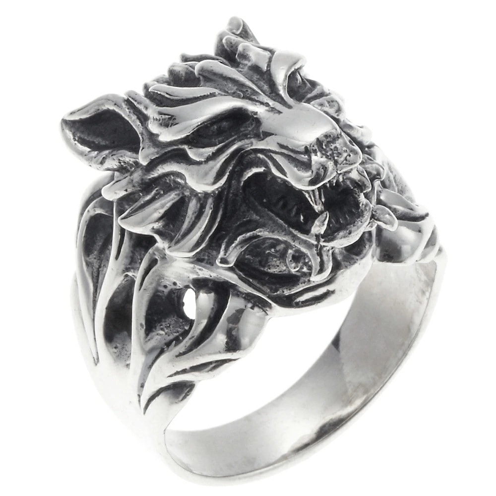 リング メンズ 指輪 オオカミ 狼 リアル ウルフヘッド シルバー 925 メンズアクセ 立体