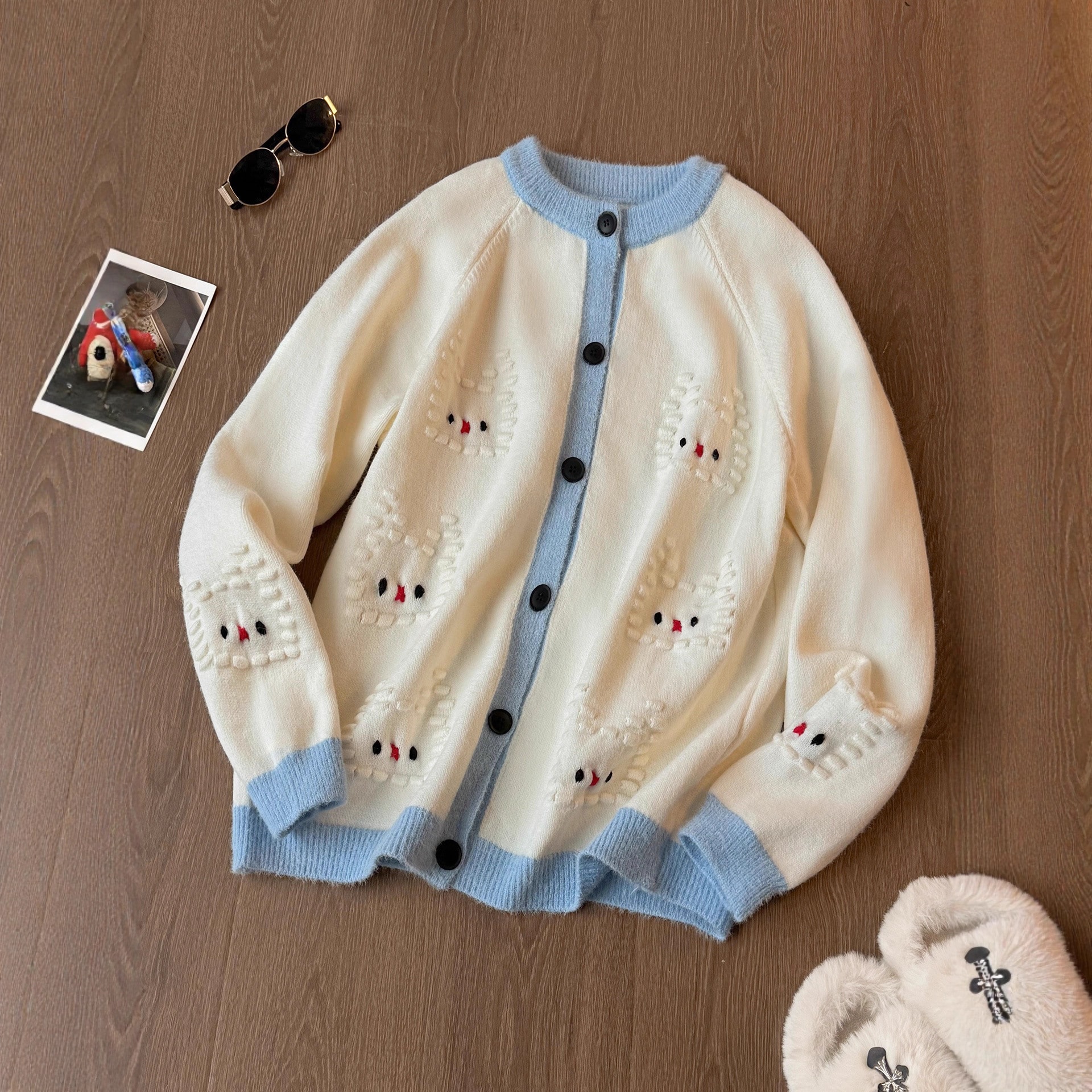 韓国風リラックスして優しいレディース秋冬セーターカーディガン年齢を減らすスリミング多用途かわいい漫画ニットカーディガントップ