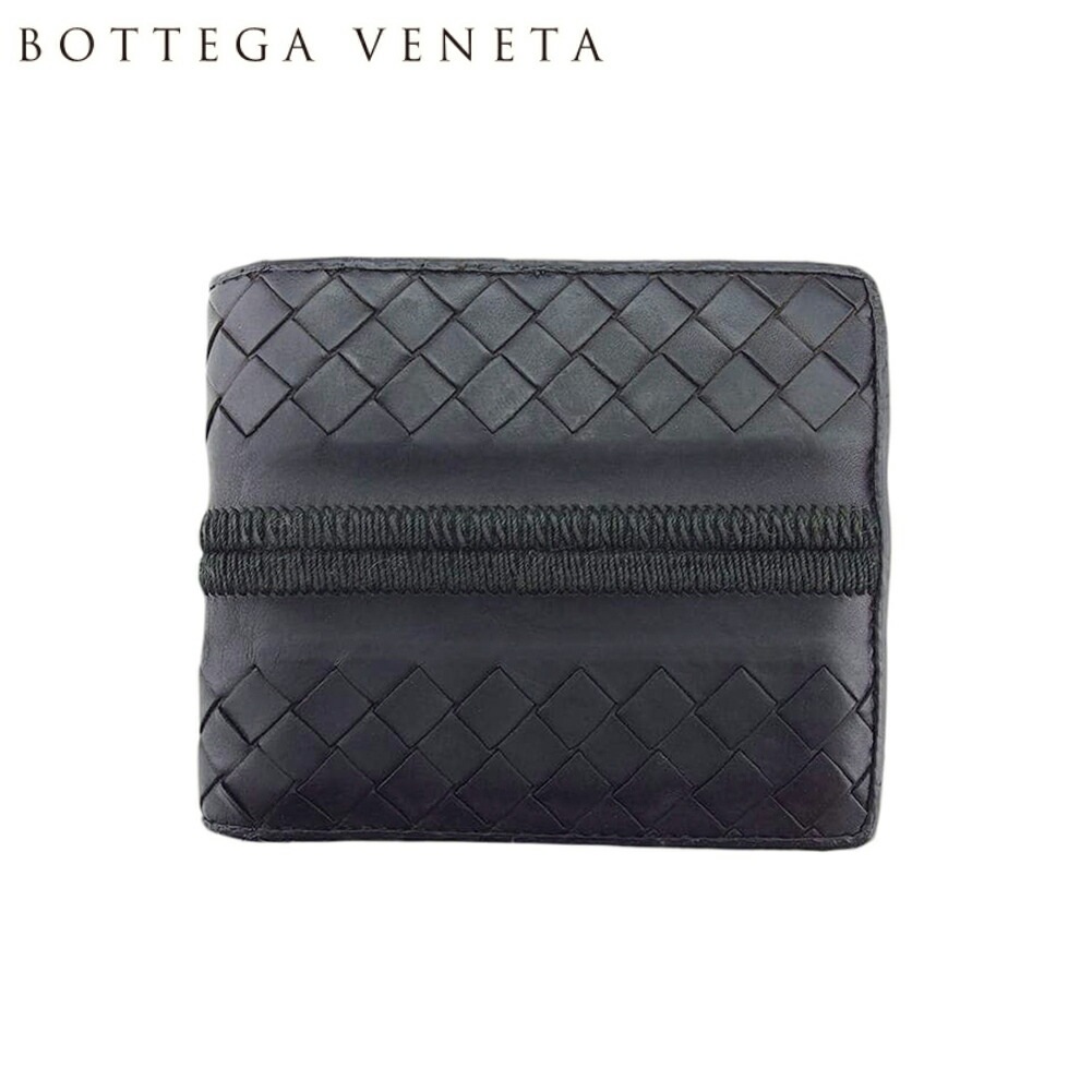 二つ折り 財布 ミニ財布 イントレチャート レディース メンズ ブラック 中古