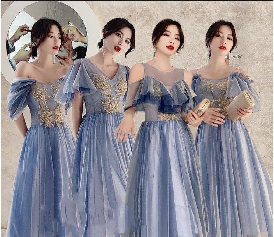 ミモレ丈ドレスセクシーブライズメイドドレス花嫁の介添えドレス大人演奏会合奏二次会パーティードレスウェディングドレス披露宴結婚式3040