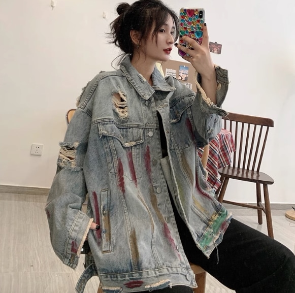 アウター ジャケット Gジャン レギュラー丈 長袖 レギュラー袖 襟付き ポロカラー ストリート 前開き デニム カジュアル お洒落 かっこいい こなれ感 ラフ メンズライク ルーズ 存在感 抜け感