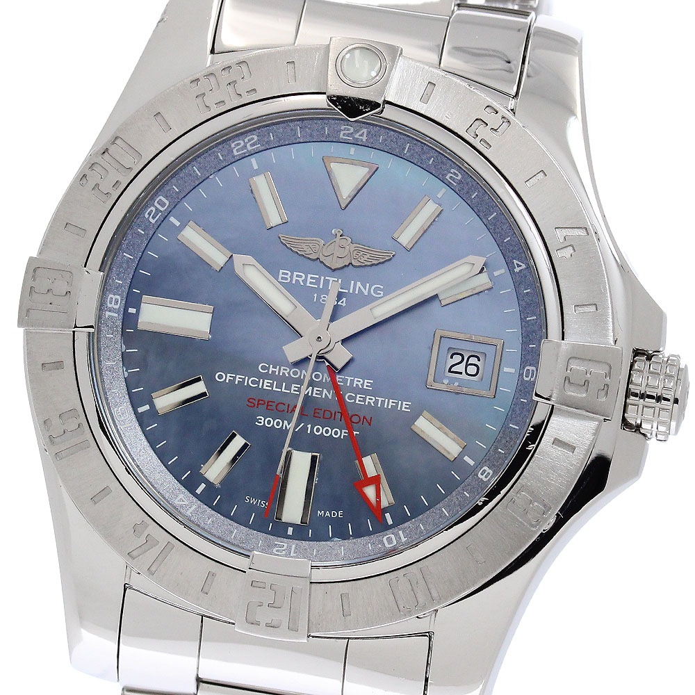 訳あり ブライトリング BREITLING A32390 アベンジャーII GMT デイト 自動巻き メンズ 箱・保証書付き_938759【中古】