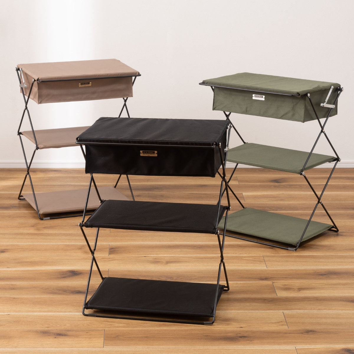 収納棚 フォールディングラック 3段 折りたたみ ラック 収納 棚 折り畳み 軽量 持ち運び コンパクト サイドテーブル 収納ラック アウトドア 収納ボックス 小物収納 小物入れ キャンプ