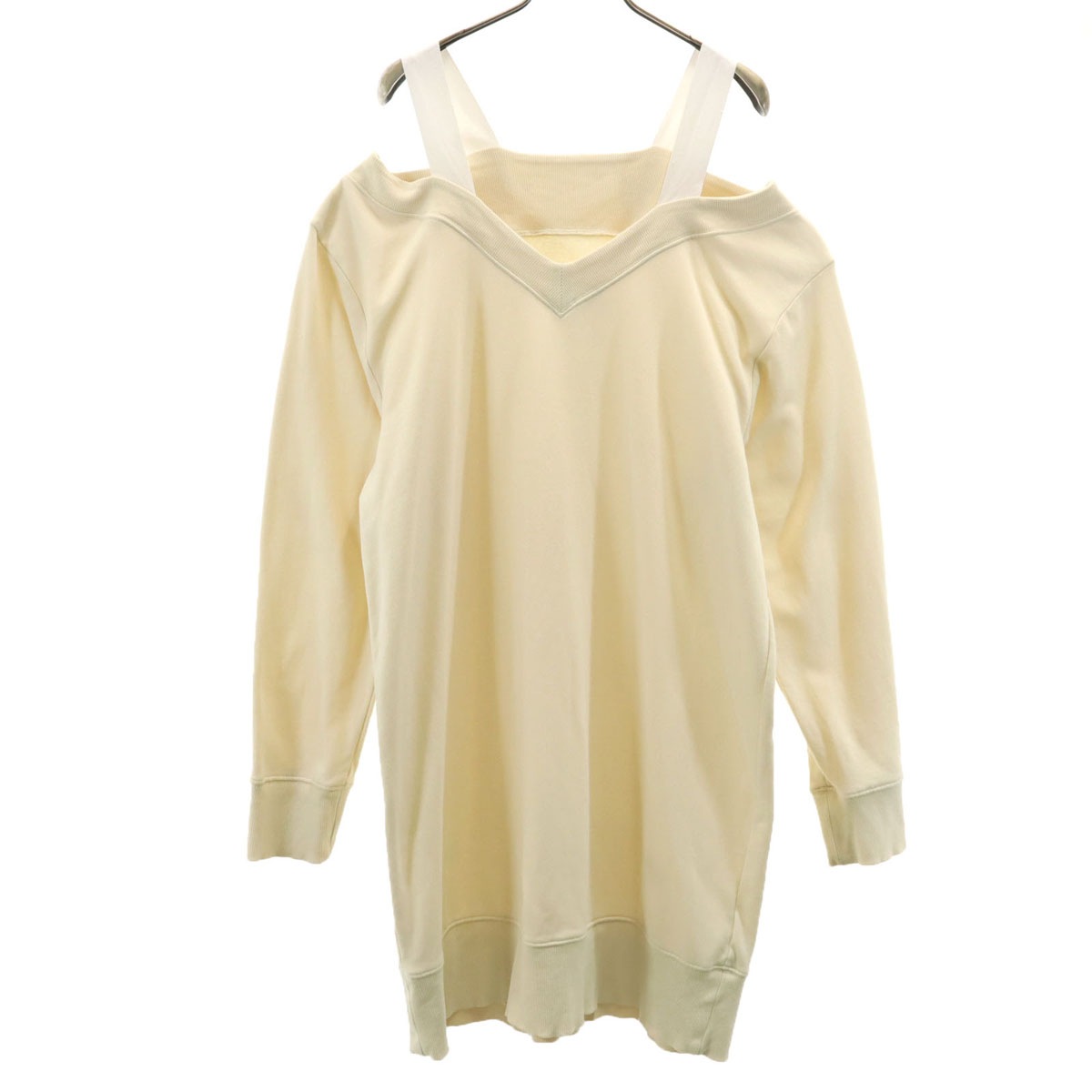 MM6 Maison Margiela エムエムシックス メゾンマルジェラ ポルトガル製 長袖 オフショルダースウェット ワンピース S アイボリー レディース 古着