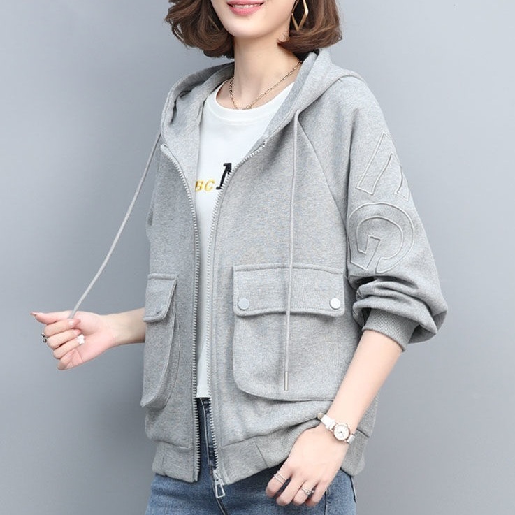 【超人気 シンプル】 アルファベット 長袖 フード付き カーディガン