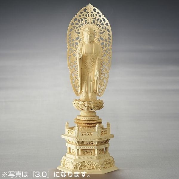 ALTE MEISTER 六角台座 舟型 立阿弥陀如来 4.5 柘植