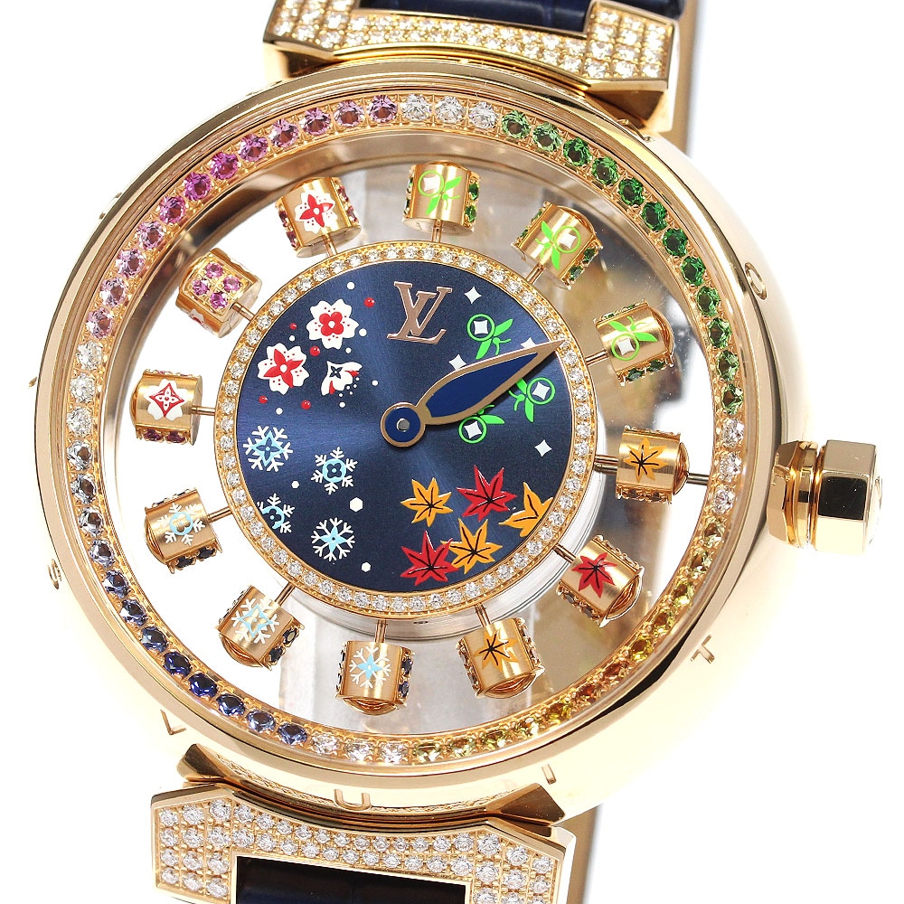 ルイヴィトン LOUIS VUITTON Q1BGIY スピンタイム レインボー ジャパンリミテッド K18PG 自動巻き メンズ 良品 箱保証書付き_796724【中古】