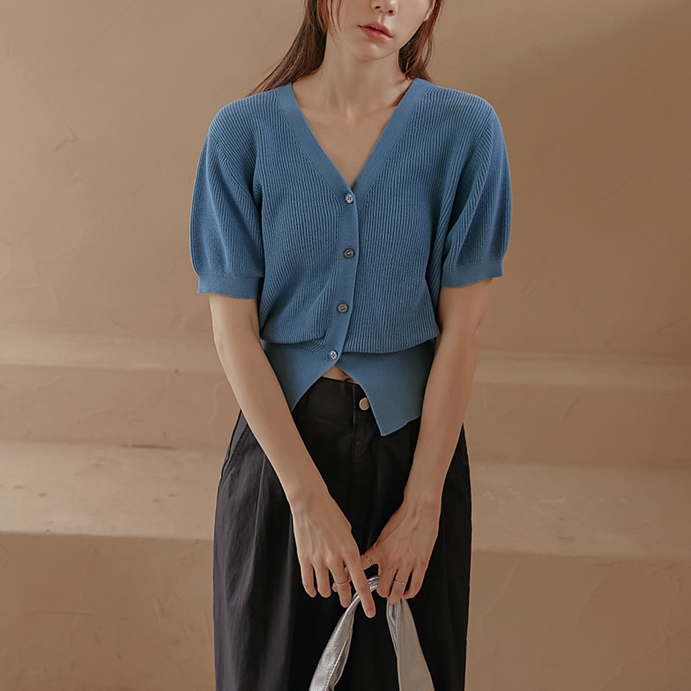 ベデンコットンソフトVネック1/2ニットカーディガン