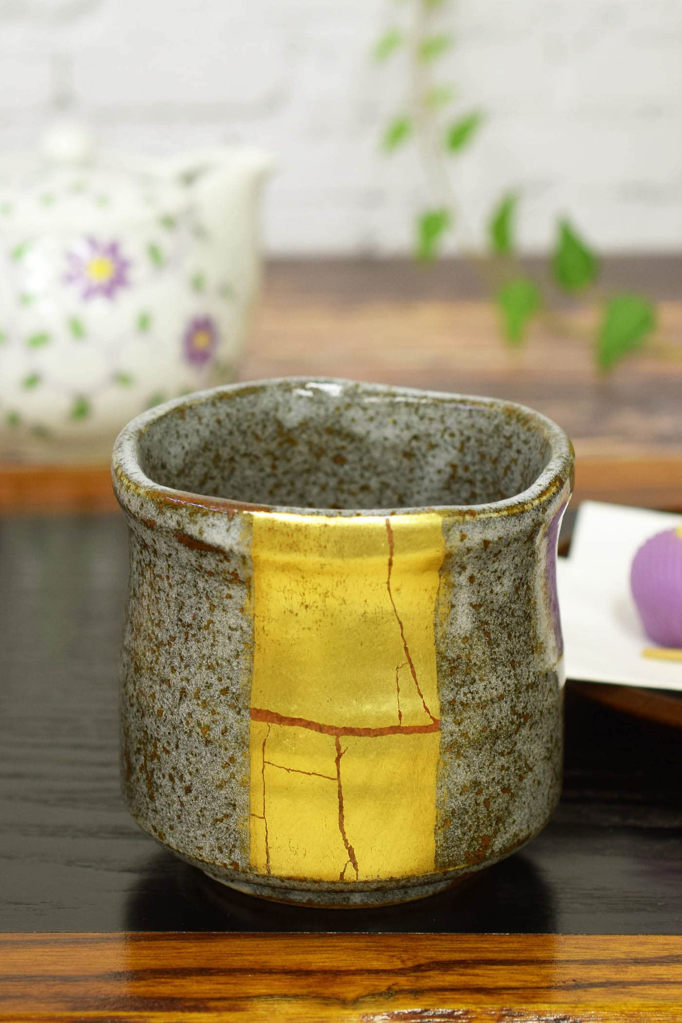 和座の蔵 おしゃれ 九谷焼 湯呑み 金箔ライン 湯呑み茶碗 陶器 高級 ブランド 和食器 日本製