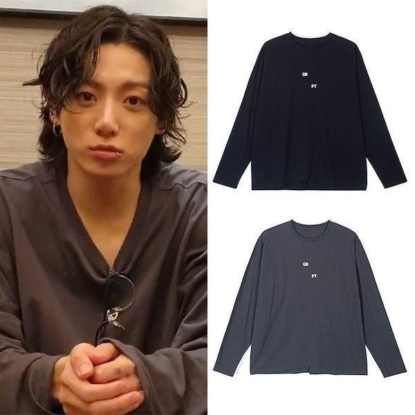 【BTS（防弾少年団）ジョングク着用】GRFT SPLIT LONG SLEEVE TEE ロングスリーブ 長袖 カジュアル 男女兼用 メンズ  レディース 韓国ファッション 韓国ブランド