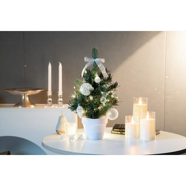 クリスマスツリー 2024 イルミネーション LED 本場の雰囲気を演出する華やかなデザイン かわいい 高さ40cm オーナメント付きフルセット