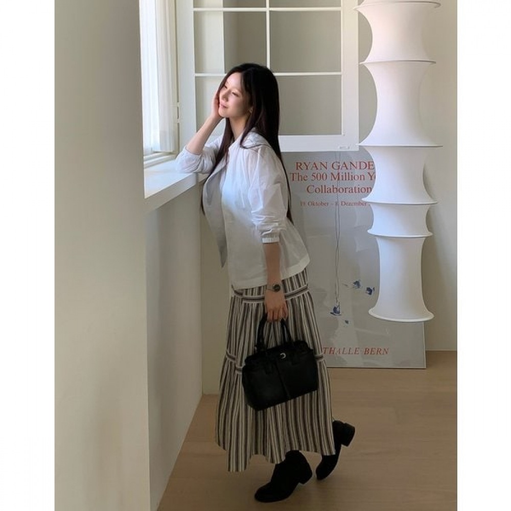 [25SS] リネンストライプカンカンスカートネイビーHSSK5B302N1 20,853円