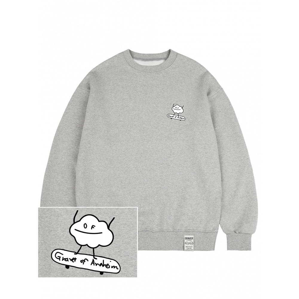 GRAVER クラウドボードスマイルスウェットシャツグレー